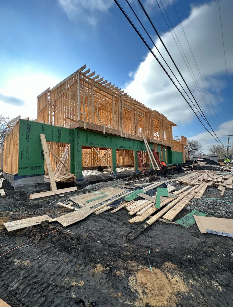 Two-story home framing