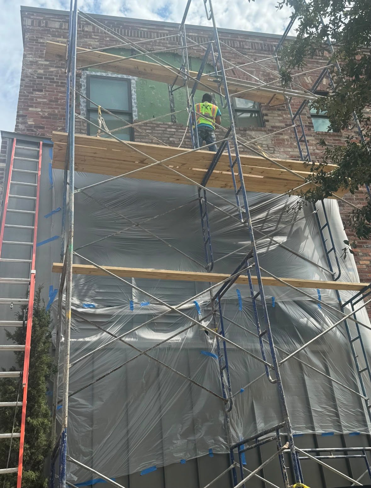 Brick chimney masonry work