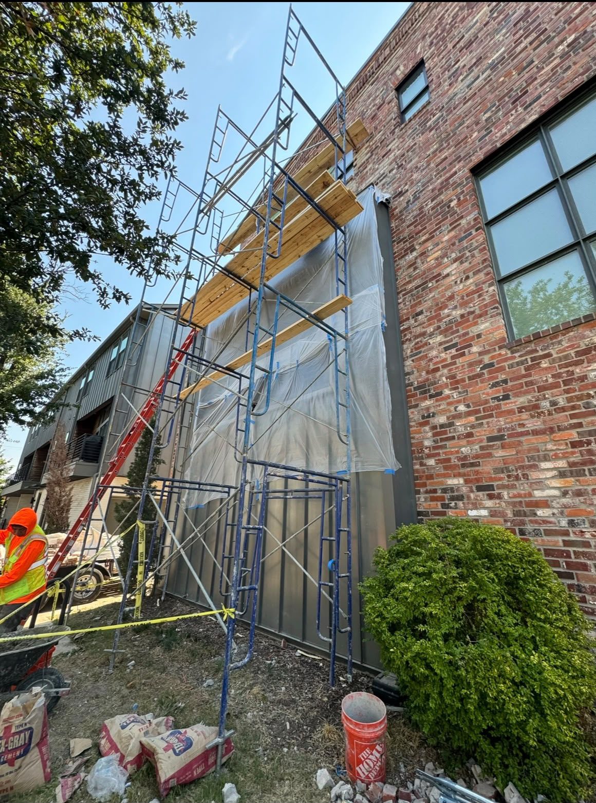 Chimney masonry on roof